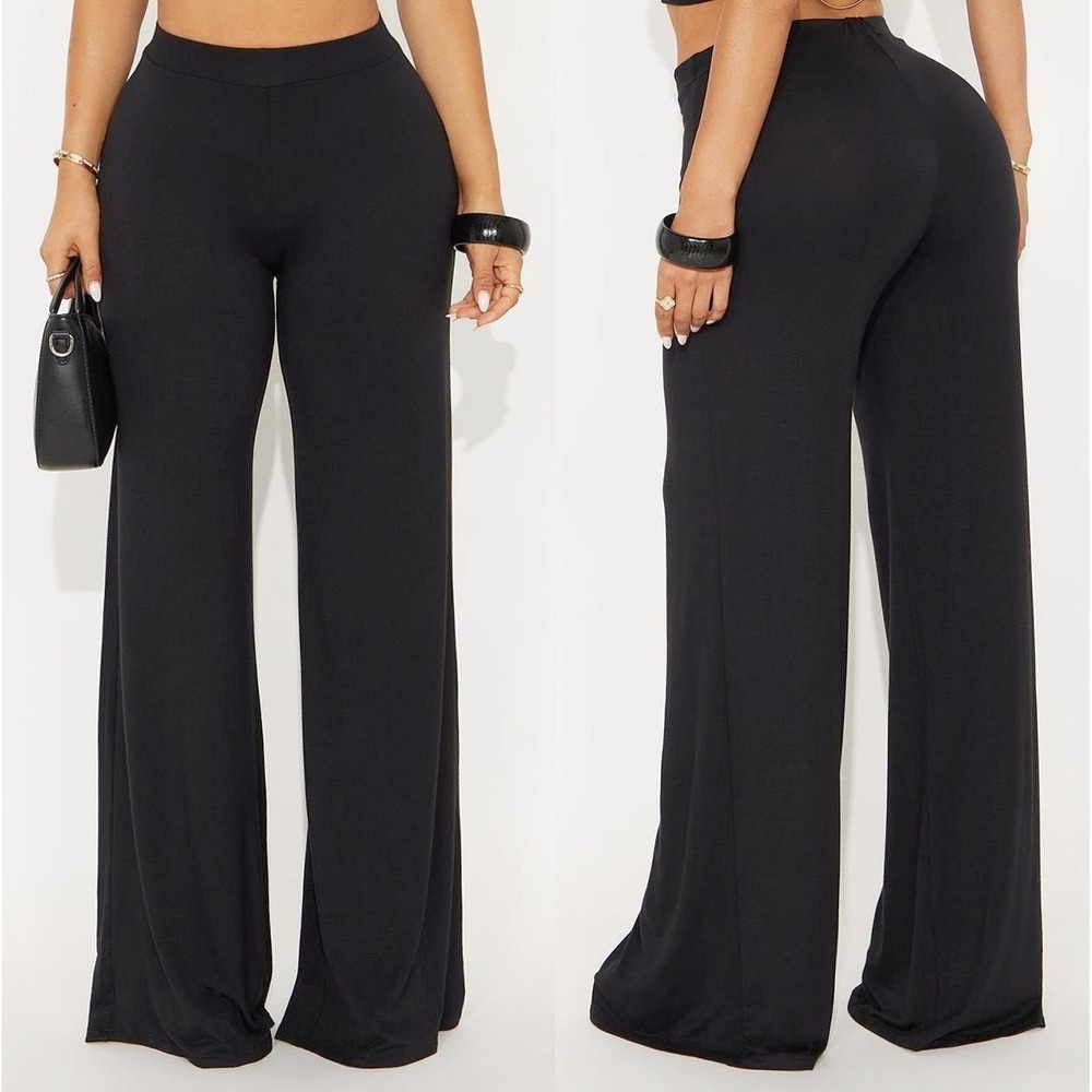 New XS Fashion Nova Dark Halo Wide Leg Pant Black Basic Lounge‎ Casual